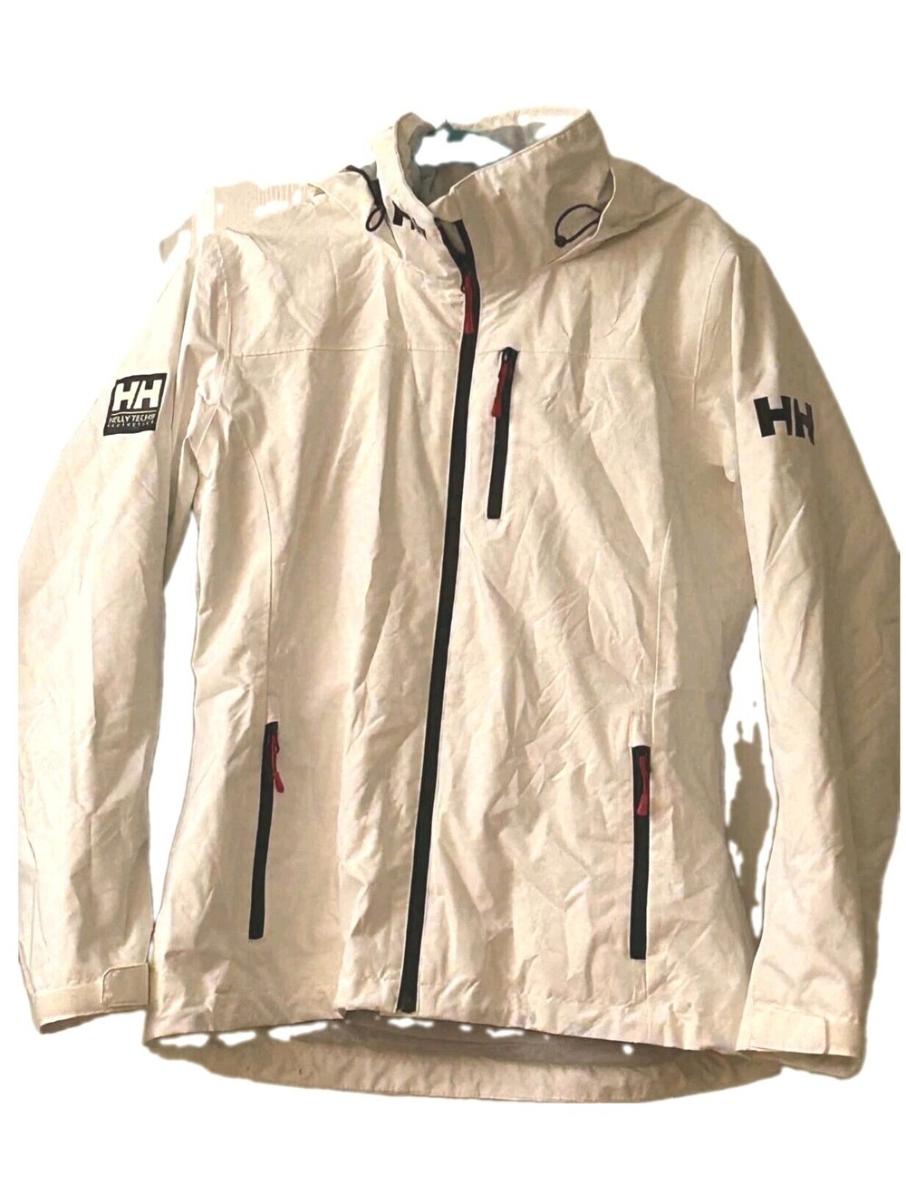 Helly Hansen Crew Hooded Sailing Jacket White Women’s Size S Waterproof